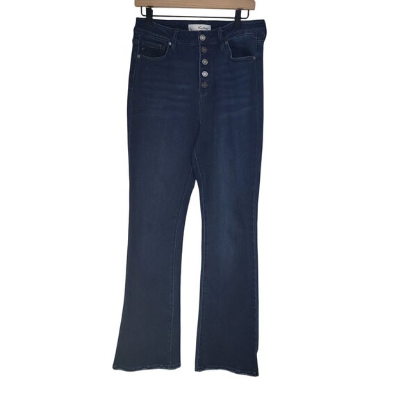 Kancan Womens SZ 11/29 Rainn Ultra High Rise Flare Jeans KC7138D Dark Button Fly - Picture 1 of 11